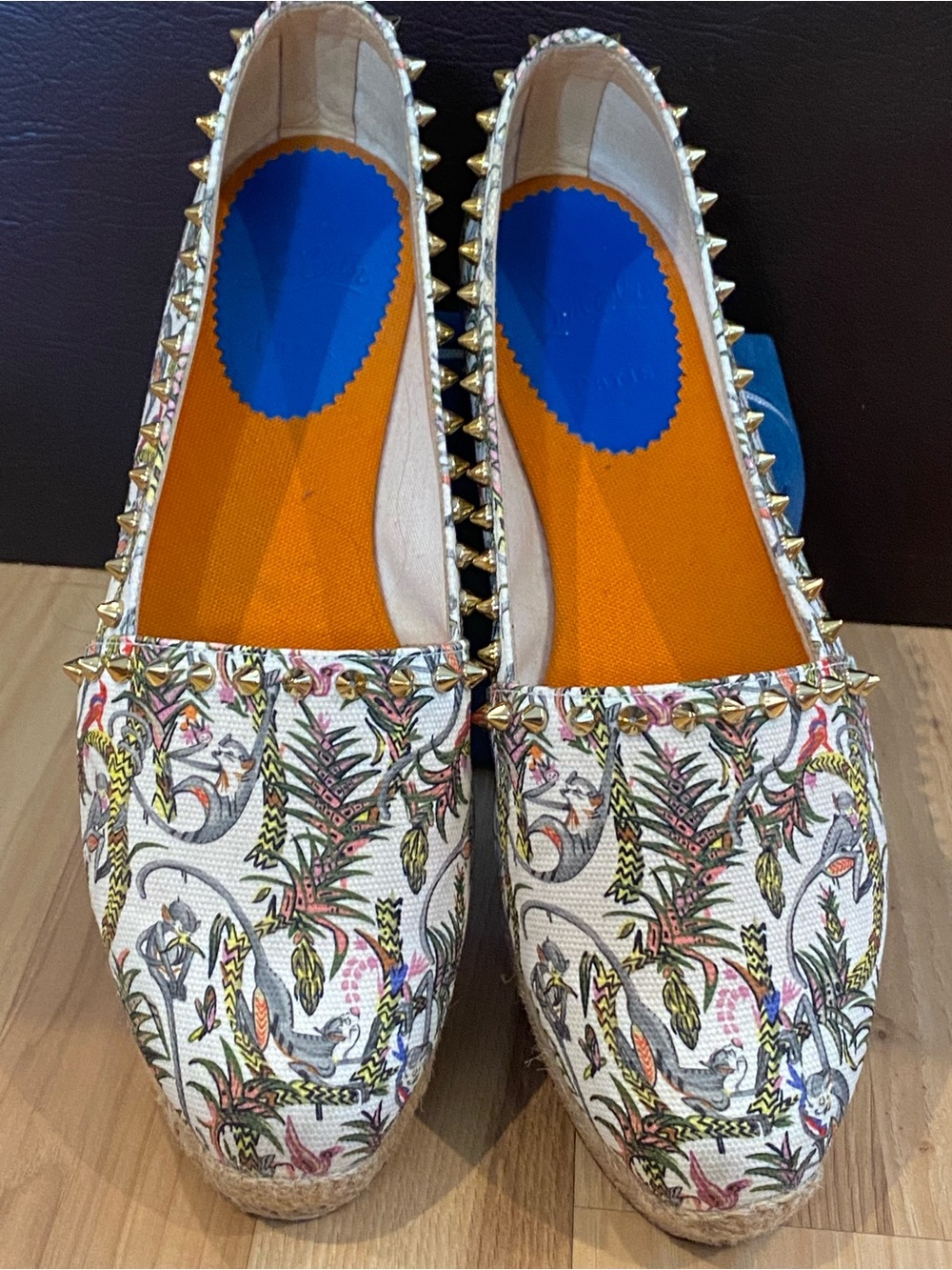 Christian Louboutin Ares Flat Loubi Jungle Spiked Espadrille. Size 9 EUC